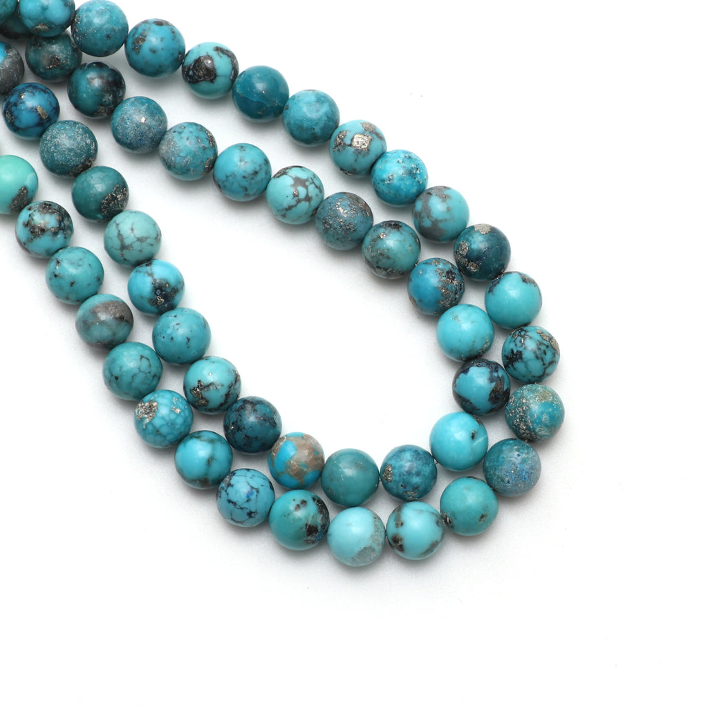 Natural Turquoise Smooth Round Balls, 8.5 mm, Turquoise Jewelry Handmade Gift for Women, 18 Inches Full Strand, Price Per Strand - National Facets, Gemstone Manufacturer, Natural Gemstones, Gemstone Beads, Gemstone Carvings