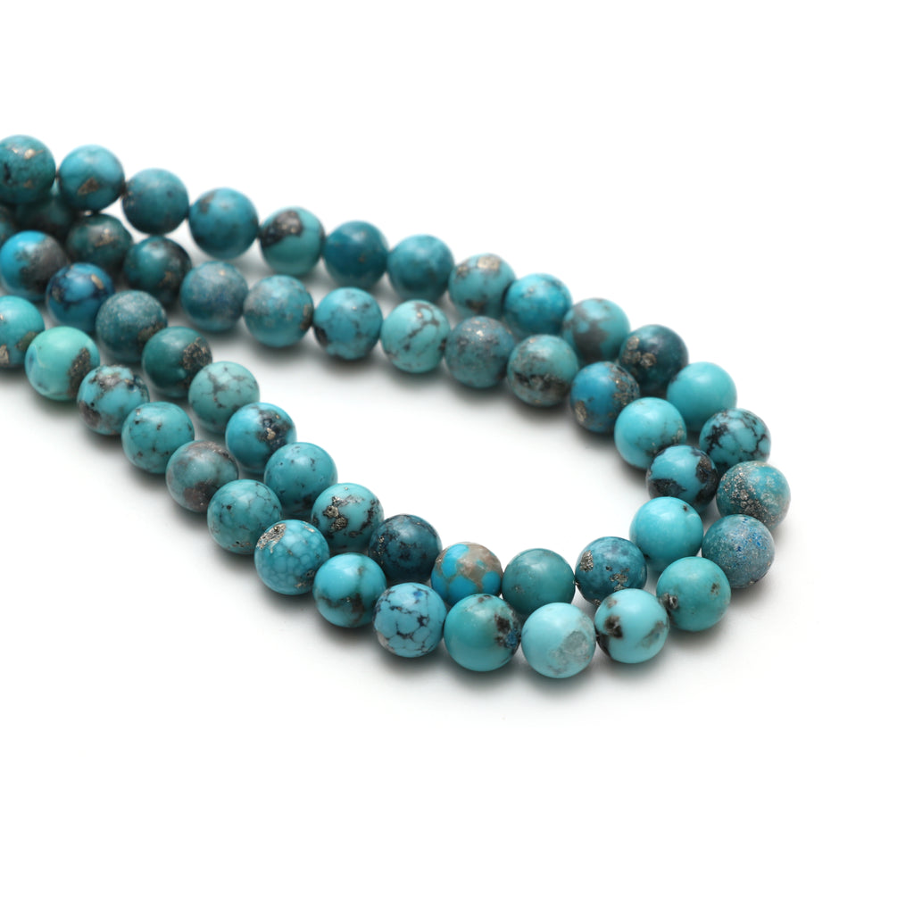 Natural Turquoise Smooth Round Balls, 8.5 mm, Turquoise Jewelry Handmade Gift for Women, 18 Inches Full Strand, Price Per Strand - National Facets, Gemstone Manufacturer, Natural Gemstones, Gemstone Beads, Gemstone Carvings