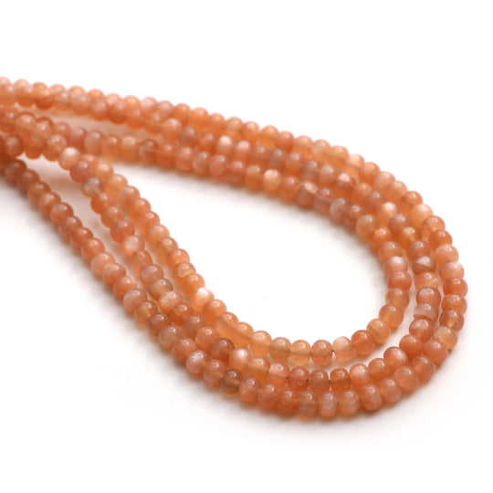 Natural Peach Moonstone Smooth Round Balls, 5 mm, Moonstone Jewelry, 18 Inches Full Strand, Price Per Strand