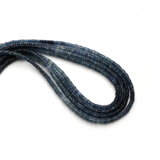 Blue Sapphire Smooth Rondelle Beads, 3 mm To 3.5 mm, Sapphire Jewelry Making Beads, 18 Inches Full Strand, Price Per Strand