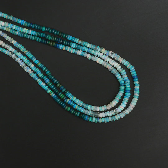 Dyed Ethiopian Opal Smooth Rondelle Beads, 2.5 mm to 3.5 mm, Opal Jewelry Making Beads, 18 Inches Full Strand, Price Per Strand