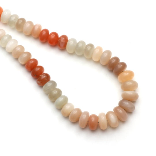 Multi Moonstone Smooth Rondelle Beads, 9.5 mm To 11.5 mm, Moonstone Jewelry Making Beads, 18 Inches Full Strand, Price Per Strand