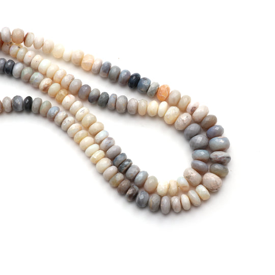 Australian Opal Faceted Rondelle Beads, 8 mm to 11.5 mm , Australian Opal Jewelry Making Beads, 18 Inches Full Strand, Price Per Strand