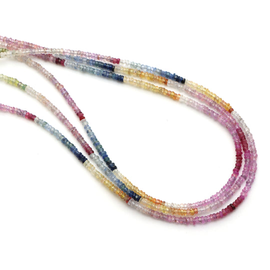 Multi Sapphire Faceted Rondelle Beads, 2.5 mm, Multi Sapphire Jewelry Making Beads, 18 Inches Strand, Price Per Strand