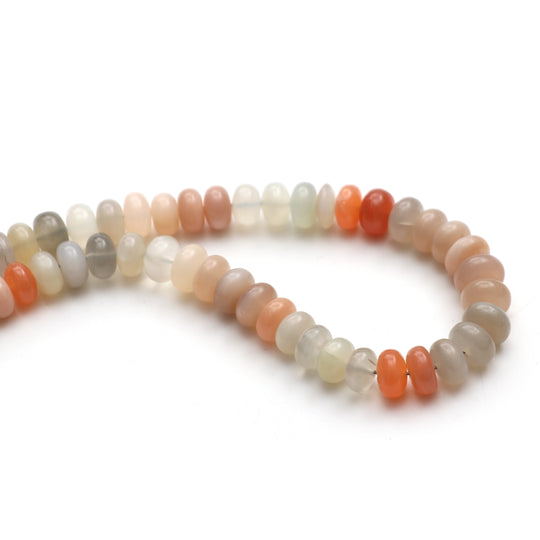 Multi Moonstone Smooth Rondelle Beads, 8.5 mm to 10 mm, Moonstone Jewelry Making Beads, 16 Inches Full Strand, Price Per Strand