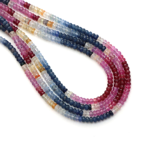Multi Sapphire Faceted Rondelle Beads, 4 mm, Multi Sapphire Jewelry Making Beads, 18 Inches Strand, Price Per Strand