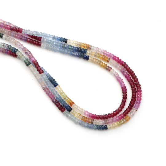 Multi Sapphire Faceted Rondelle Beads, 3.5 mm, Multi Sapphire Jewelry Making Beads, 18 Inches Strand, Price Per Strand