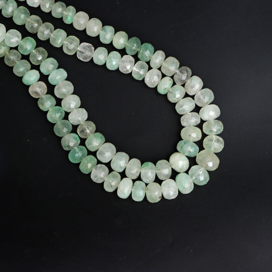 Malachite in Quartz Faceted Rondelle Beads, 7 mm To 11 mm, Malachite in Quartz Jewelry Making Beads, 17.5 Inches Full Strand, Price Per Strand