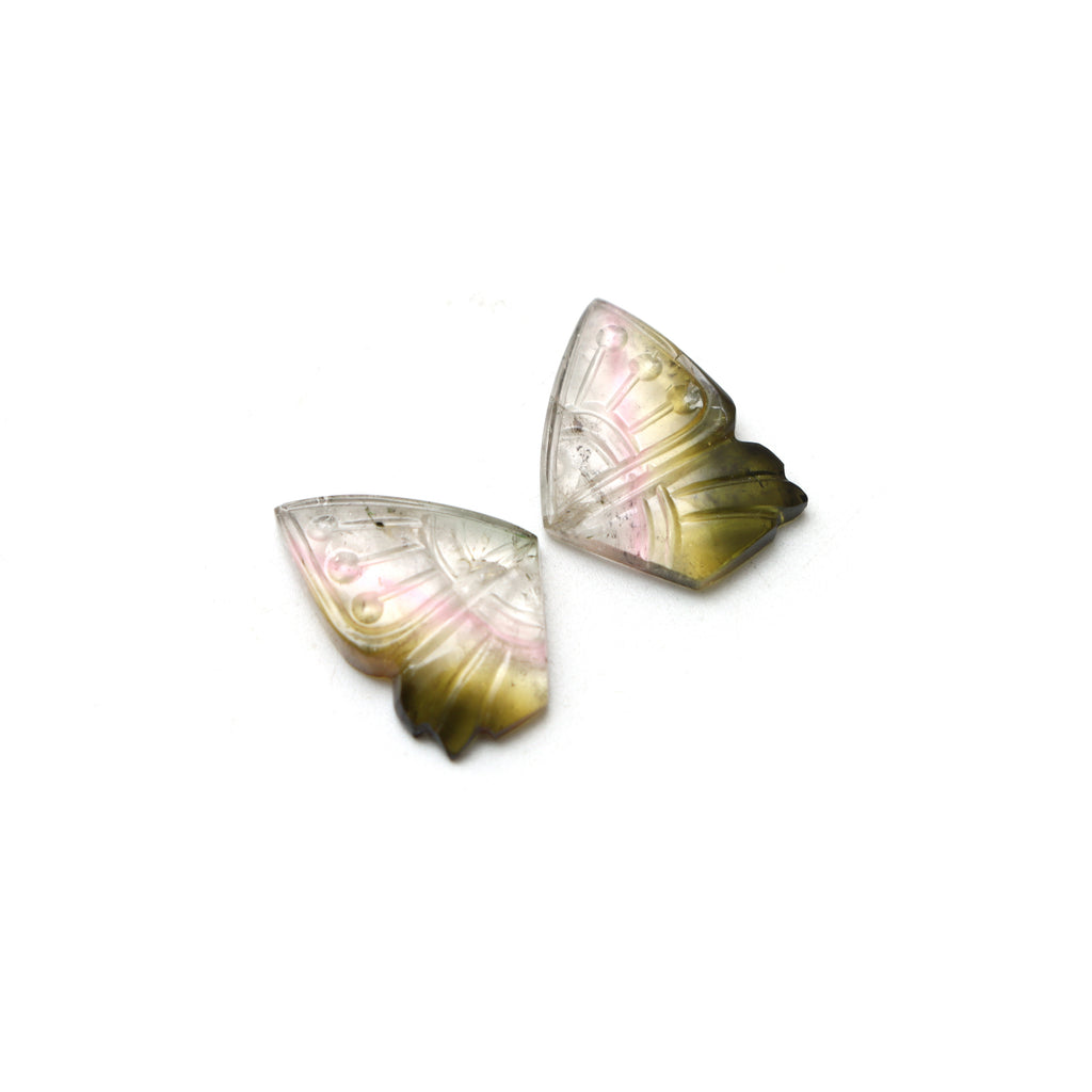 Bi Color Tourmaline Wings Carving Loose Gemstone
