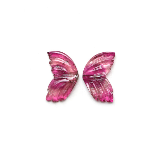 Natural Tourmaline Wings Carving Loose Gemstone, 12.5x21.5 mm, Tourmaline Jewelry Making Gemstone, Pair ( 2 Pieces )
