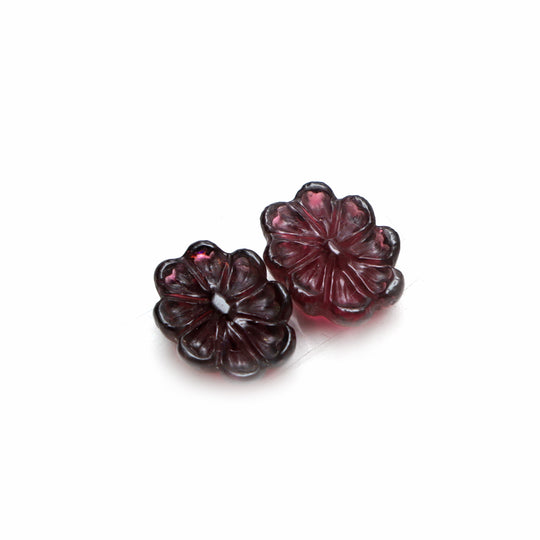 Natural Tourmaline Flower Carving Loose Gemstone, 9x11.5 mm, Tourmaline Jewelry Making Gemstone, Pair ( 2 Pieces )