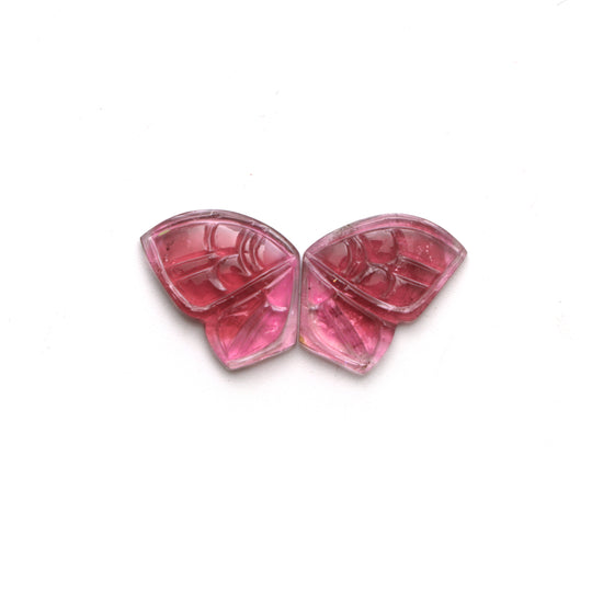 Natural Tourmaline Wings Carving Loose Gemstone, 13x16.5 mm, Tourmaline Jewelry Making Gemstone, Pair ( 2 Pieces )