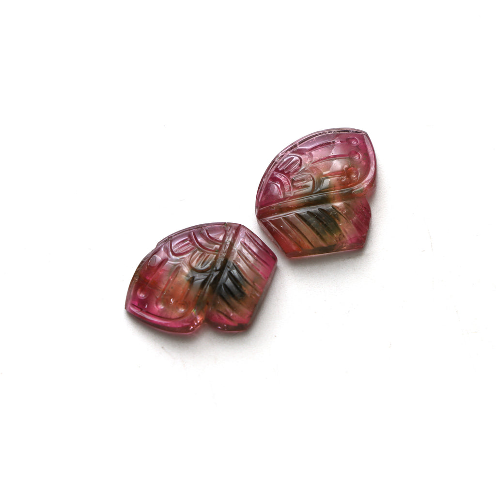  Bi Color Tourmaline Wings Carving Loose Gemstone