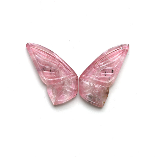 Natural Tourmaline Wings Carving Loose Gemstone, 13x27 mm, Tourmaline Jewelry Making Gemstone, Pair ( 2 Pieces )