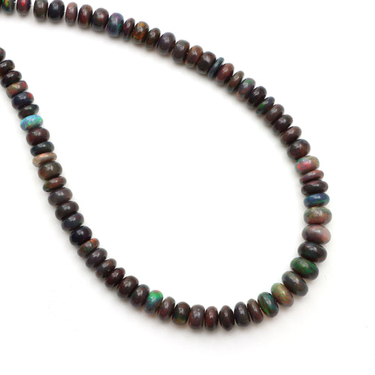 Black Ethiopian Opal Smooth Rondelle Beads, 6 mm To 8 mm, Opal Jewelry Making Beads, 18 Inches Full Strand, Price Per Strand