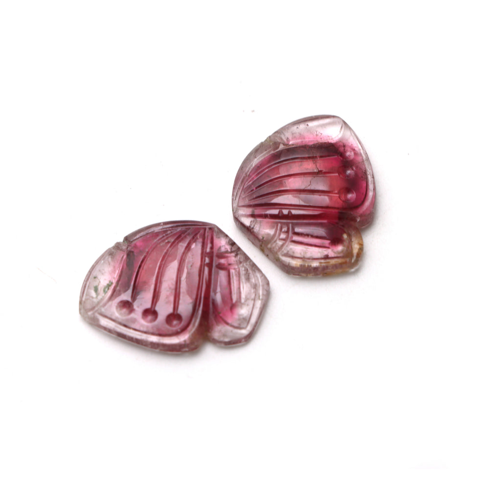 Bi Color Tourmaline Wings Carving Loose Gemstone