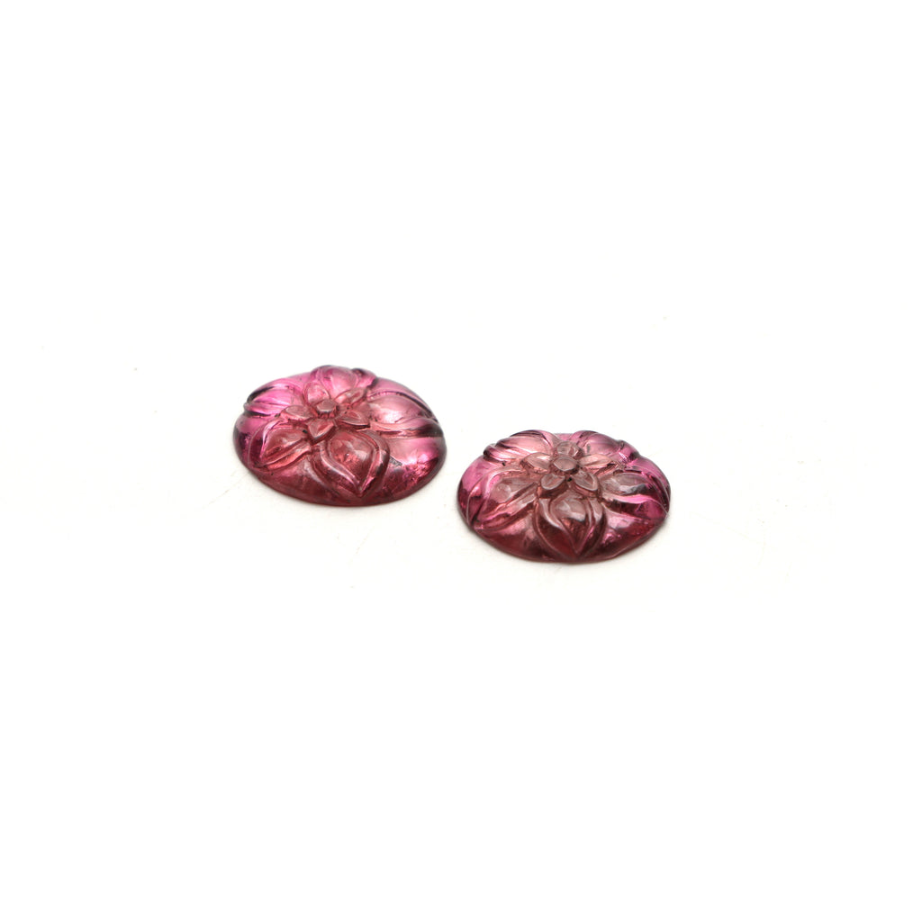 Tourmaline Oval Flower Carving Loose Gemstone