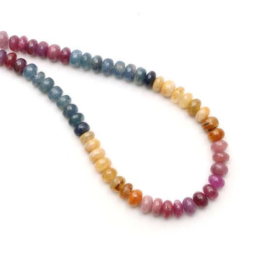 Multi Sapphire Smooth Rondelle Beads, 6 mm To 8 mm, Sapphire Jewelry Making Beads, 18 Inches Full Strand, Price Per Strand