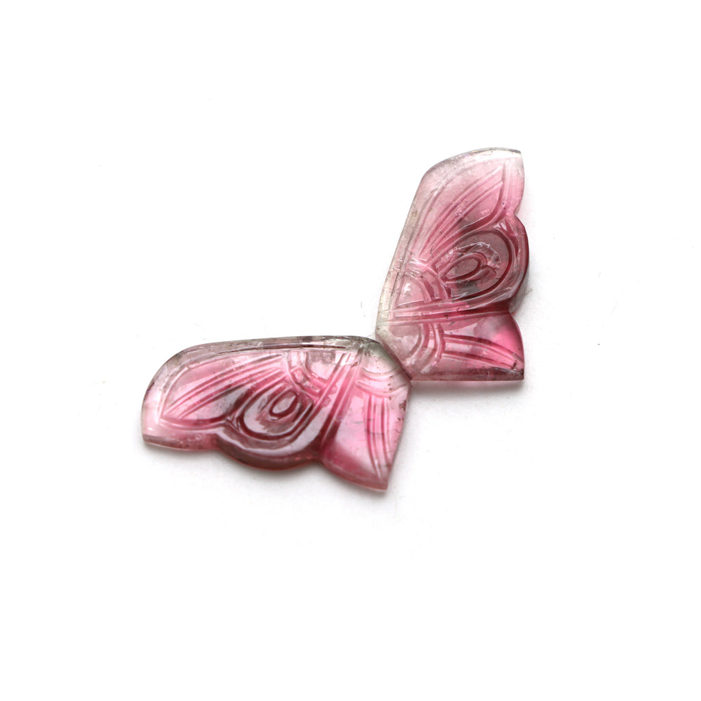 Bi Color Tourmaline Wings Carving Loose Gemstone