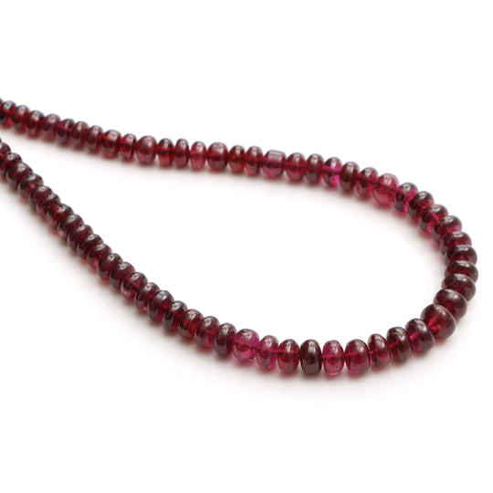 Garnet Smooth Rondelle Beads, 6 mm To 8 mm, Garnet Jewelry Making Beads , 18 Inches Full Strand, Price Per Strand