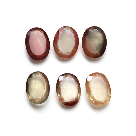 Natural Andesine Faceted Oval Loose Gemstone, 13x17 mm to 13x18 mm, Andesine Jewelry Making Gemstone, Set of 6 Pieces