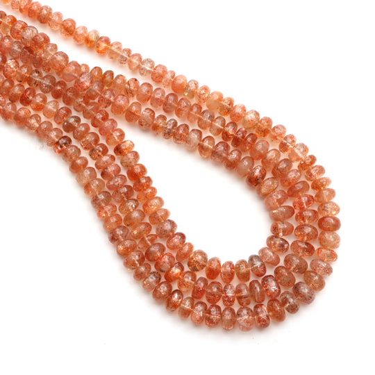 Sunstone Smooth Rondelle Beads, 6 mm To 8 mm, Sunstone Jewelry Making Beads, 18 Inches Full Strand, Price Per Strand