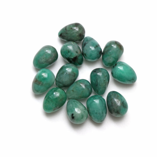Natural Emerald Smooth Drop Loose Gemstone, 10x14 mm, Emerald Jewelry Making Gemstone, Set Of 14 Pieces