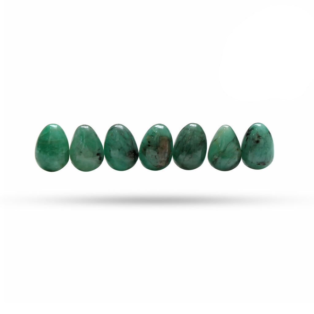 Natural Emerald Smooth Drop Loose Gemstone, 10x14 mm, Emerald Smooth Gemstone For Jewelry Making, Set Of 14 Pieces - National Facets, Gemstone Manufacturer, Natural Gemstones, Gemstone Beads