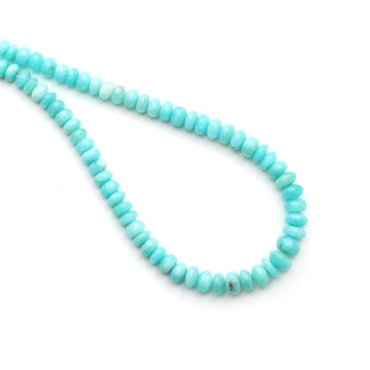 Natural Amazonite Smooth Rondelle Beads, 6 mm To 8 mm, Amazonite Jewelry Making Beads, 18 Inches Full Strand, Price Per Strand