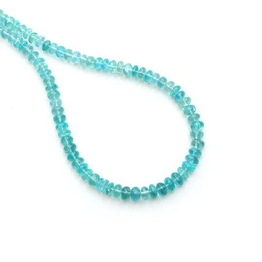 Natural Sky Apatite Smooth Rondelle Beads, 6mm To 8mm, Sky Apatite Jewelry Making Beads, 18 Inches Full Strand, Price Per Strand