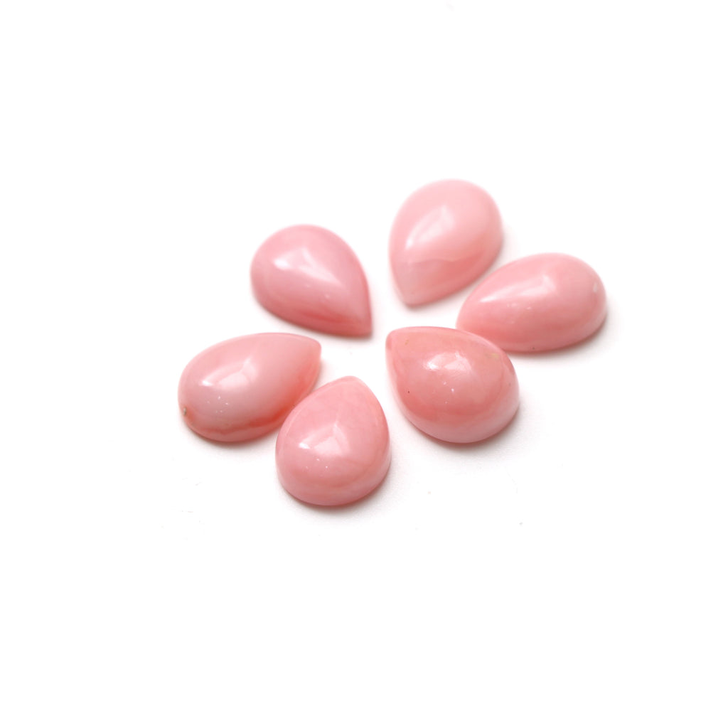 Unique Natural Pink Opal Pear Cabochon Gemstone, 9x14 mm, Pink Opal Smooth, Jewelry Making Gemstone, Gift For Her, Set Of 6 Pieces - National Facets, Gemstone Manufacturer, Natural Gemstones, Gemstone Beads