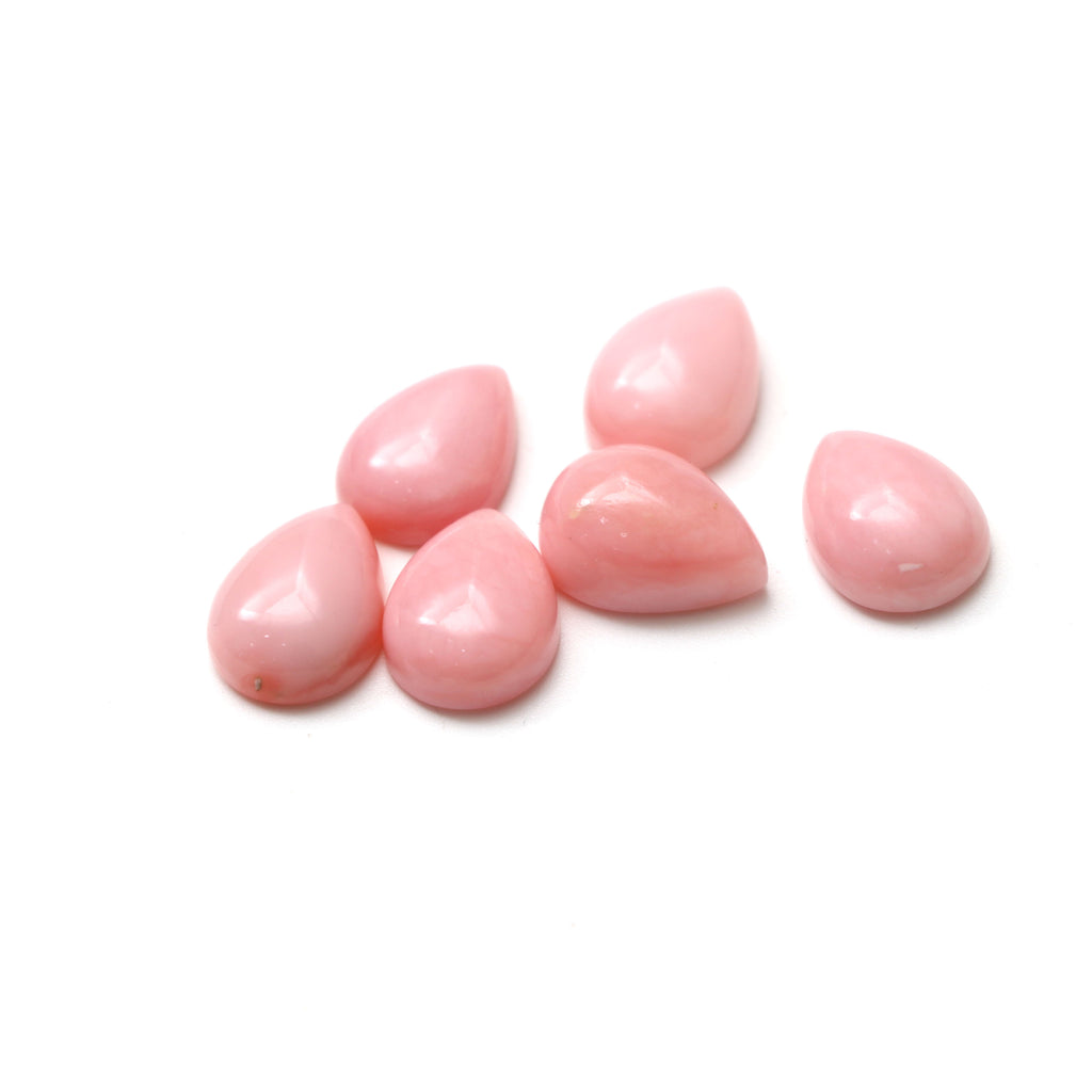 Unique Natural Pink Opal Pear Cabochon Gemstone, 9x14 mm, Pink Opal Smooth, Jewelry Making Gemstone, Gift For Her, Set Of 6 Pieces - National Facets, Gemstone Manufacturer, Natural Gemstones, Gemstone Beads