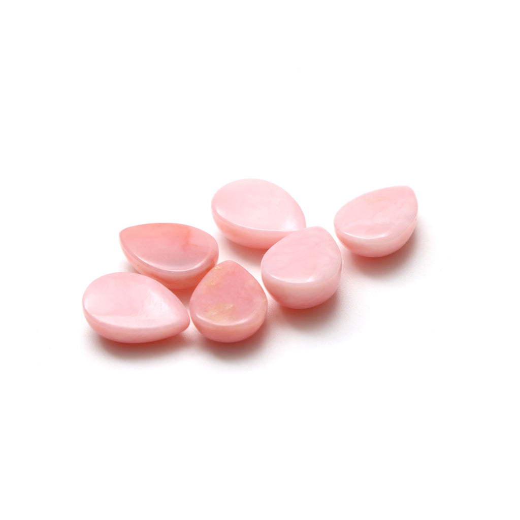 Unique Natural Pink Opal Pear Cabochon Gemstone, 9x14 mm, Pink Opal Smooth, Jewelry Making Gemstone, Gift For Her, Set Of 6 Pieces - National Facets, Gemstone Manufacturer, Natural Gemstones, Gemstone Beads
