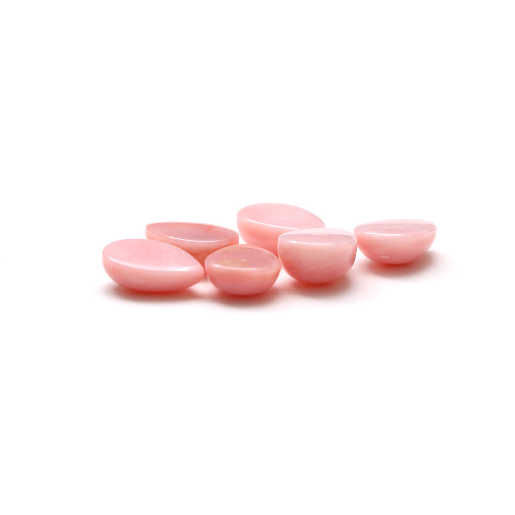 Unique Natural Pink Opal Pear Cabochon Gemstone, 9x14 mm, Pink Opal Smooth, Jewelry Making Gemstone, Gift For Her, Set Of 6 Pieces - National Facets, Gemstone Manufacturer, Natural Gemstones, Gemstone Beads
