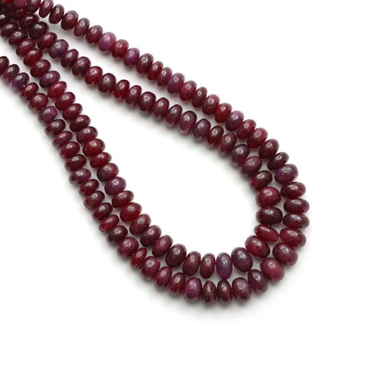 Ruby Smooth Rondelle Beads, 6 mm To 8 mm, Ruby Jewelry Making Beads , 18 Inches Full Strand, Price Per Strand
