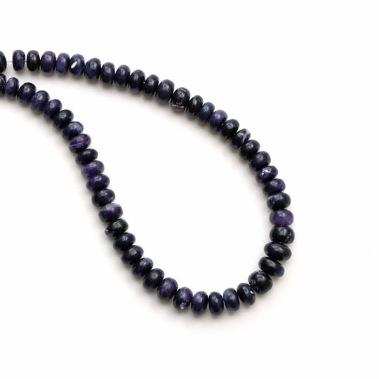 パープルオパールスムースロンデルビーズ、6 mmから8 mm、オパールジュエリーメイキングビーズ、18インチフルストランド、1ストランドあたりの価格