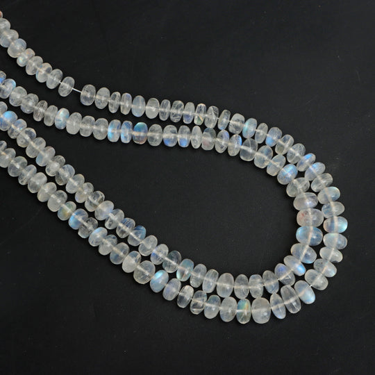 Rainbow Moonstone Smooth Rondelle Beads, 6 mm To 8 mm, Moonstone Jewelry Making Beads, 18 Inches Full Strand, Price Per Strand