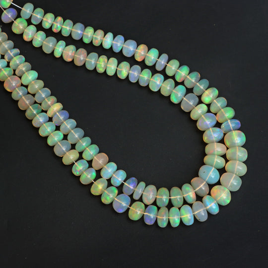 Ethiopian Opal Smooth Rondelle Beads, 6 mm To 8.5 mm, Ethiopian Opal Jewelry Making Beads, 18 Inches Full Strand, Price Per Strand