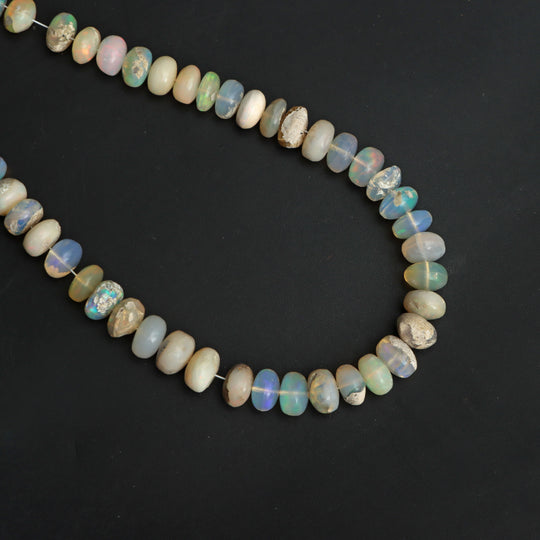 Ethiopian Opal Smooth Rondelle Beads, 6 mm To 8 mm, Ethiopian Opal Jewelry Making Beads, 18 Inches Full Strand, Price Per Strand