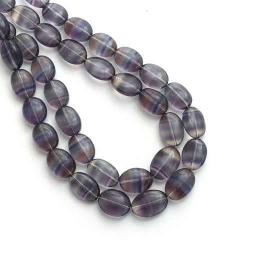 Multi Fluorite Smooth Oval Beads, 9x11 mm To 11x15 mm, Fluorite Jewelry Making Beads, 17.5 Inches Full Strand, Price Per Strand