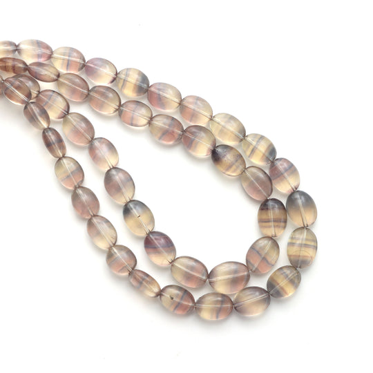 Multi Fluorite Smooth Oval Beads, 7x9 mm To 10x14 mm, Fluorite Jewelry Making Beads, 17.5 Inches Full Strand, Price Per Strand