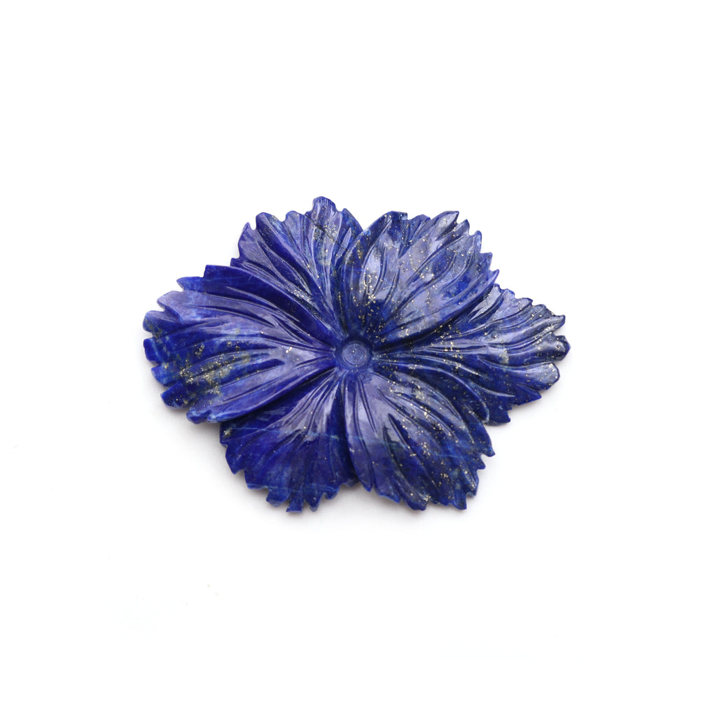 Lapis Carving Flower Loose Gemstone, 43x58 mm, Lapis Jewelry Handmade Gift for Women, 1 Piece - National Facets, Gemstone Manufacturer, Natural Gemstones, Gemstone Beads