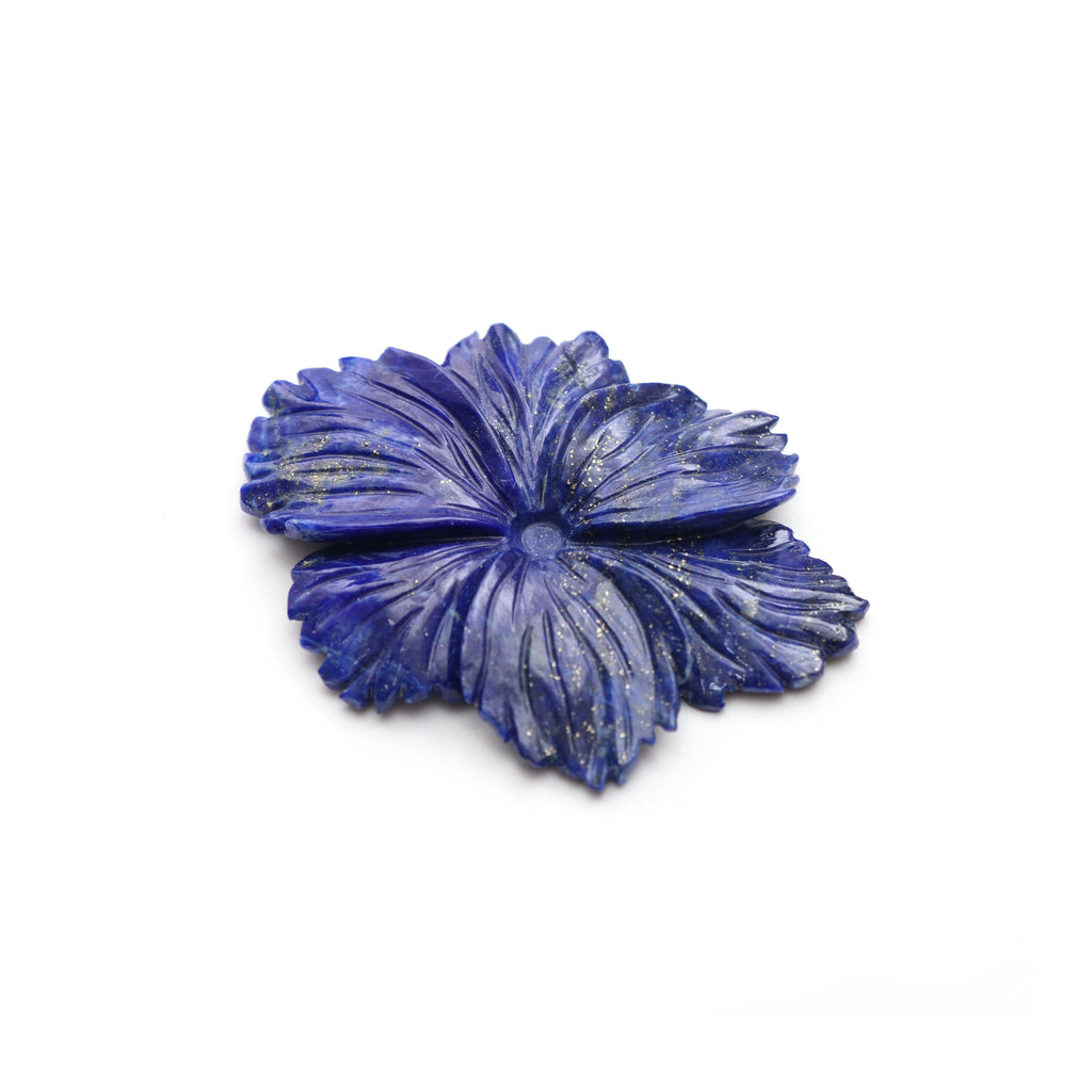Lapis Carving Flower Loose Gemstone, 43x58 mm, Lapis Jewelry Handmade Gift for Women, 1 Piece - National Facets, Gemstone Manufacturer, Natural Gemstones, Gemstone Beads