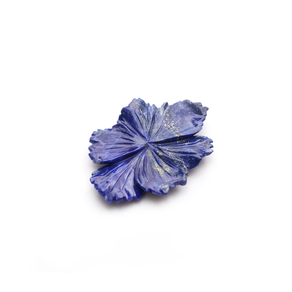 Lapis Carving Flower Loose Gemstone, 43x58 mm, Lapis Jewelry Handmade Gift for Women, 1 Piece - National Facets, Gemstone Manufacturer, Natural Gemstones, Gemstone Beads