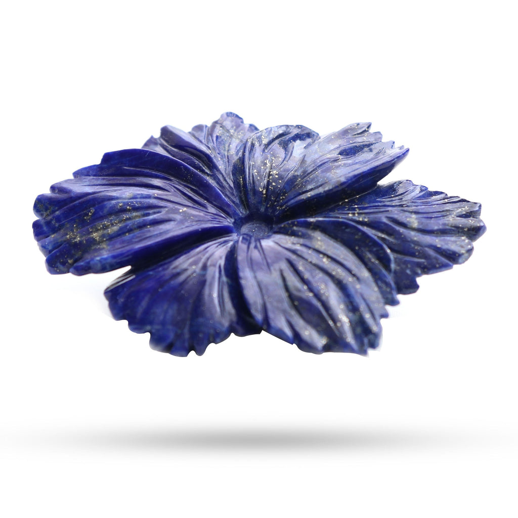 Lapis Carving Flower Loose Gemstone, 43x58 mm, Lapis Jewelry Handmade Gift for Women, 1 Piece - National Facets, Gemstone Manufacturer, Natural Gemstones, Gemstone Beads
