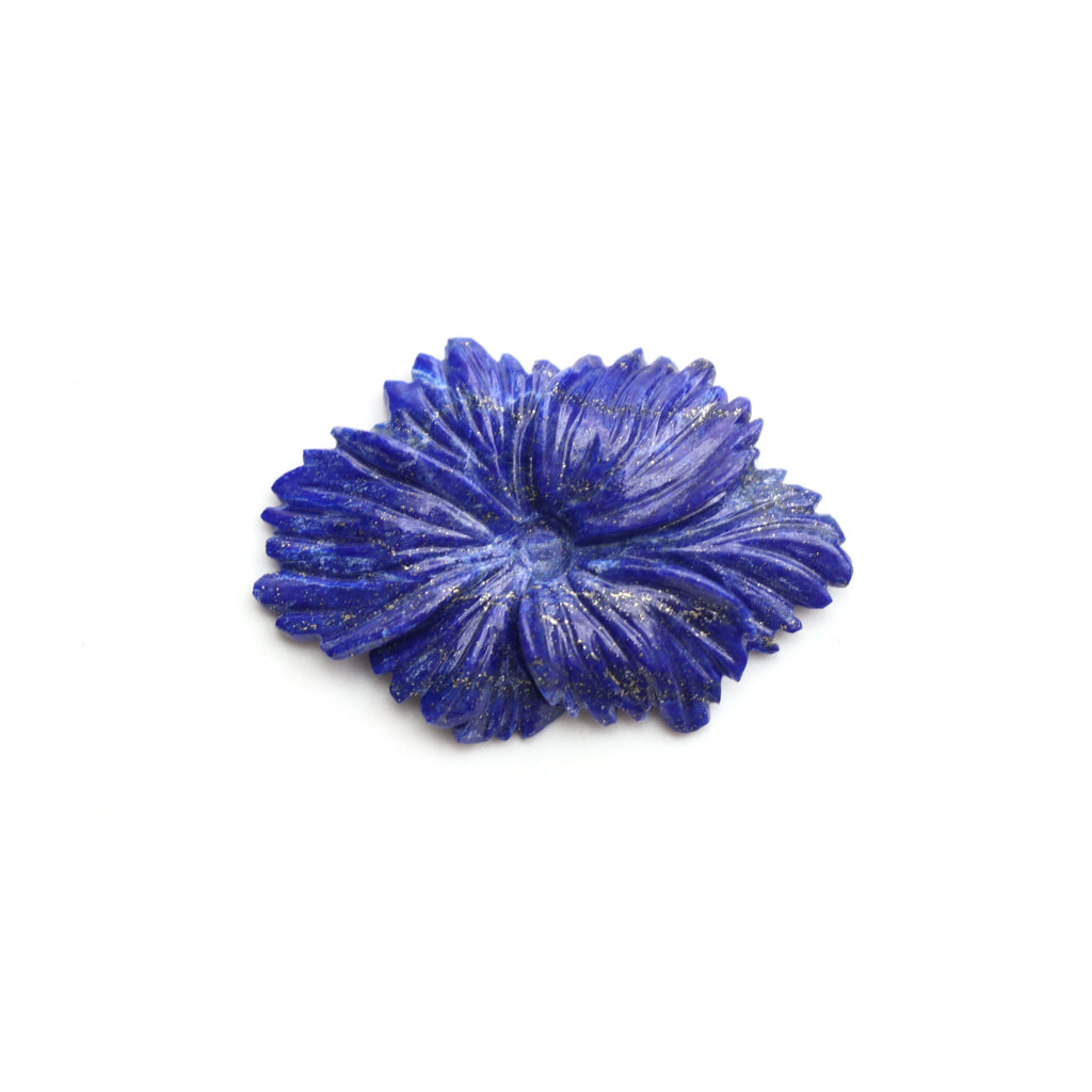 Lapis Carving Flower Loose Gemstone, 30x45 mm, Lapis Jewelry Handmade Gift for Women, 1 Piece - National Facets, Gemstone Manufacturer, Natural Gemstones, Gemstone Beads