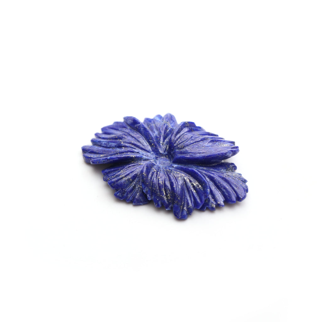 Lapis Carving Flower Loose Gemstone, 30x45 mm, Lapis Jewelry Handmade Gift for Women, 1 Piece - National Facets, Gemstone Manufacturer, Natural Gemstones, Gemstone Beads