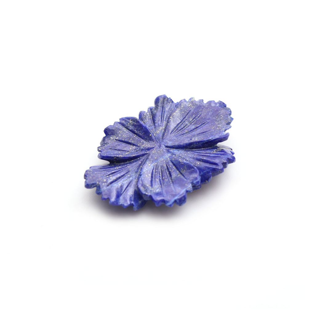 Lapis Carving Flower Loose Gemstone, 30x45 mm, Lapis Jewelry Handmade Gift for Women, 1 Piece - National Facets, Gemstone Manufacturer, Natural Gemstones, Gemstone Beads