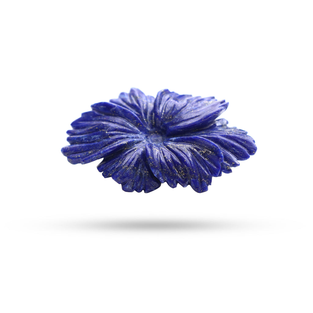 Lapis Carving Flower Loose Gemstone, 30x45 mm, Lapis Jewelry Handmade Gift for Women, 1 Piece - National Facets, Gemstone Manufacturer, Natural Gemstones, Gemstone Beads