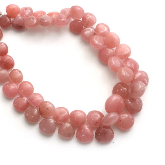 Guava Quartz Smooth Heart Beads, 7x7 mm To 10x10 mm, Guava Quartz Jewelry Making Beads, 8 Inches Full Strand, Price Per Strand